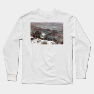 Brown brushstrokes on white Long Sleeve T-Shirt